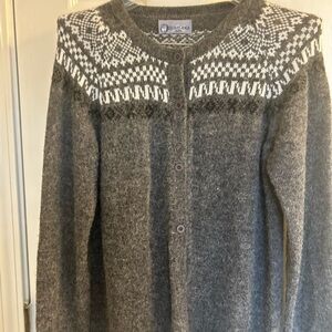Estirpe Inca Alpaca Elegant Gray Patterned Cardigan